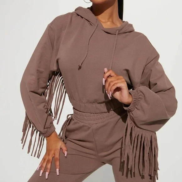 Fringe hoodie and pants set Size medium - Picture 2 of 7